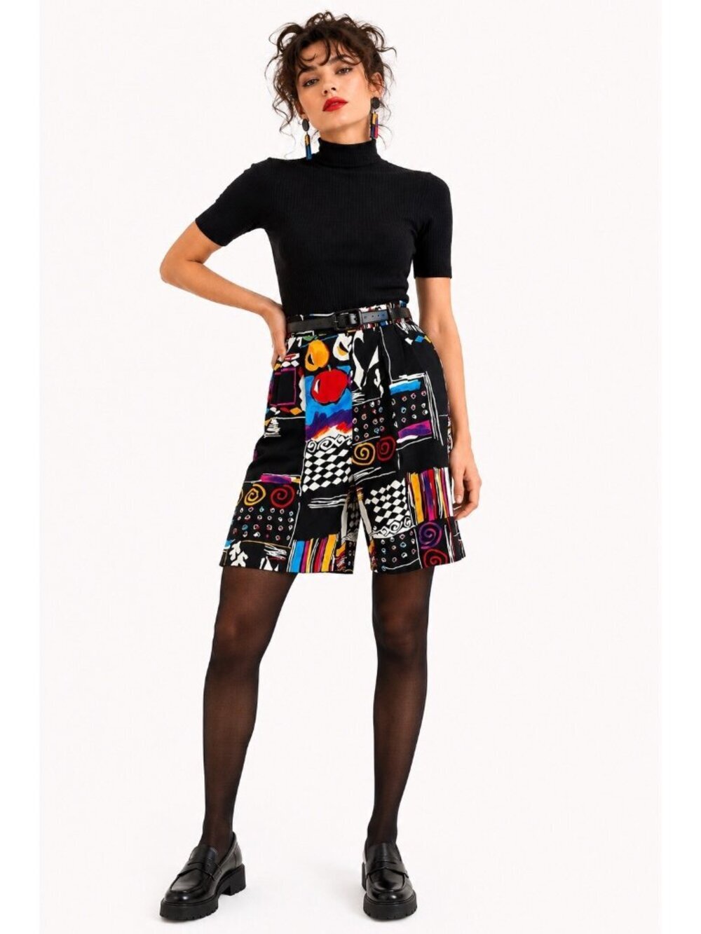 vintage 80s high waisted GRAPHIC PRINT bermuda shorts art teacher downtown girl